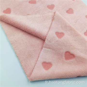 Tissu de flanelle tricoté en polyester rose élégant de fleurs coupées